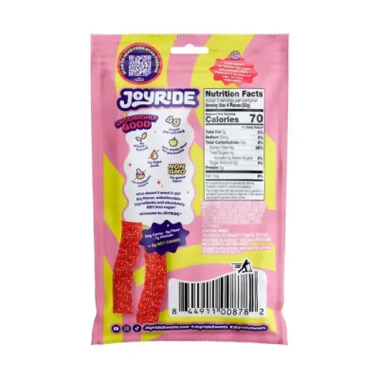 JOYRIDE Candy Sour Pink Lemonade Gummy Strips - 3.5oz image {1}
