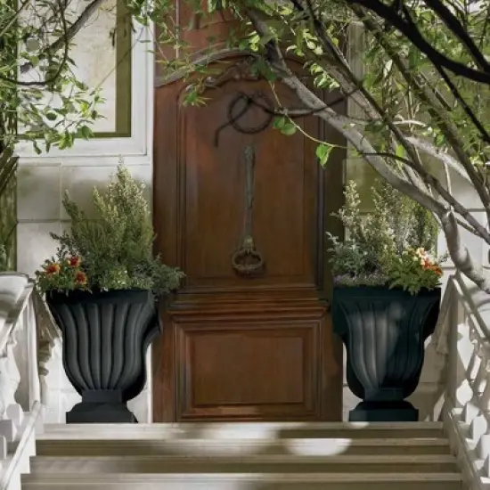 Crescent Garden 22" Wide Square Planter Leyla Black image {2}