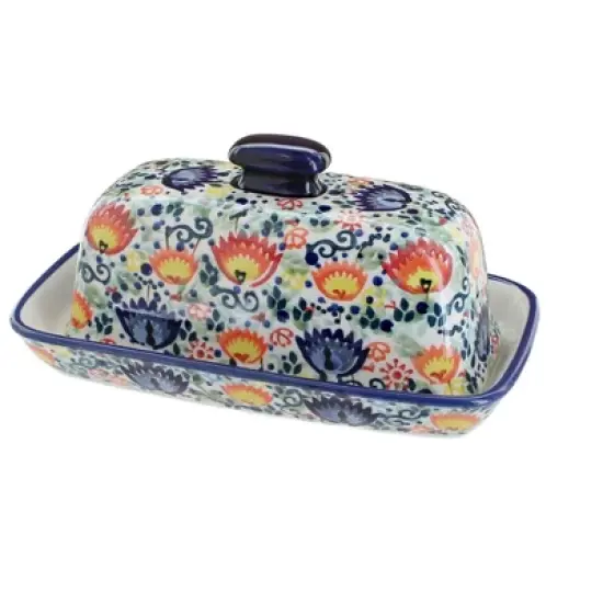 Blue Rose Polish Pottery M074 Manufaktura Butter DIsh image {8}