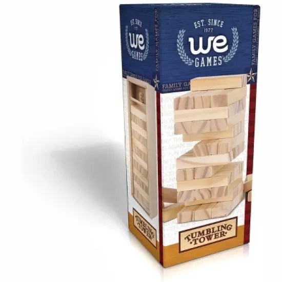 WE Games Mini Wood Block Stacking Tower That Tumbles Down When You Play - 5.5 inches Tall image {4}