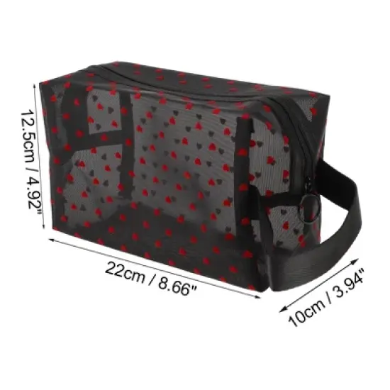 Unique Bargains Women's Mesh Handheld Cosmetic Bag Black 1 Pc image {2}