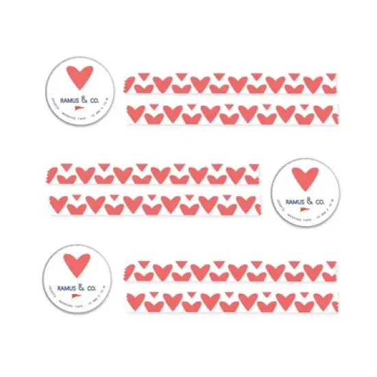 Illustrated Masking Tape by Ramus & Co - 3ct Rolls, Assorted Rolls ("Hearts") image {3}