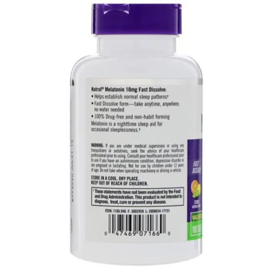 Natrol Melatonin, Fast Dissolve, Citrus, 10 mg, 100 Tablets image {2}
