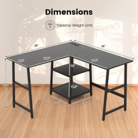 Tangkula L Shaped Corner Computer Desk Study Table w/Storage Shelves image {8}