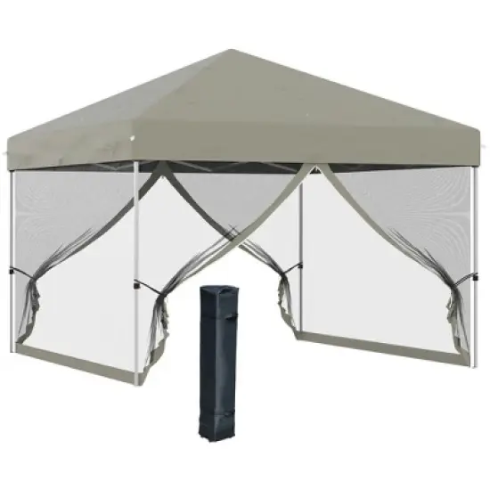 Resenkos Patio Garden Pergola, Pergola Canopy,10' x 10' Pop Up Canopy Tent, Tents for Parties with Wheeled Carry Bag, Beige image {10}