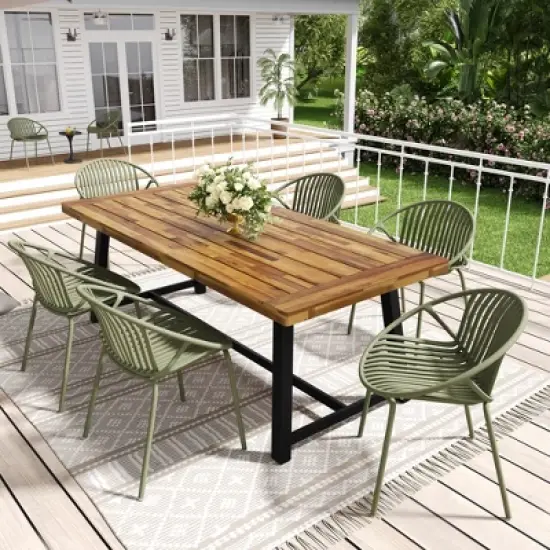 Christopher Knight Home Pablo 7 Pieces Outdoor Modern Dining Set with Stackable Chair image {11}