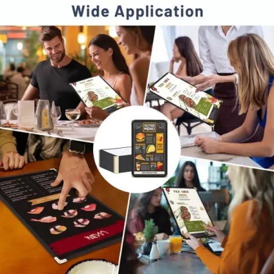 WeChef 30 Packs Restaurant Menu Covers 8.5 x 14 Single Page 1 Page 2 Views Black image {7}