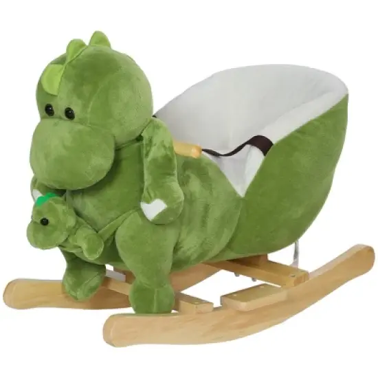 Cesicia Toddler Plush Dinosaur Animal Rocker with Seat Belt, 32 Songs, Kids Riding Horse Rocking Chair for 18-36 Months, Green image {9}