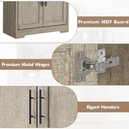 70 Inch Tall Kitchen Pantry Cabinet, Freestanding Storage Cabinet with 4 Doors and Adjustable Shelves, Utility Hutch Cupboard image {3}