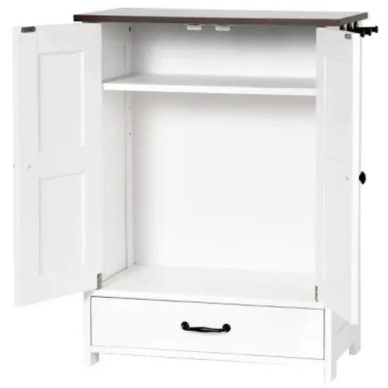 White Hidden Dog Feeding Station, Pull-Out Dog Bowl Cabinet with 2 Hidden Bowls & Adjustable Panel, for Medium-Sized Dogs &ndash; Cuddlewood image {5}