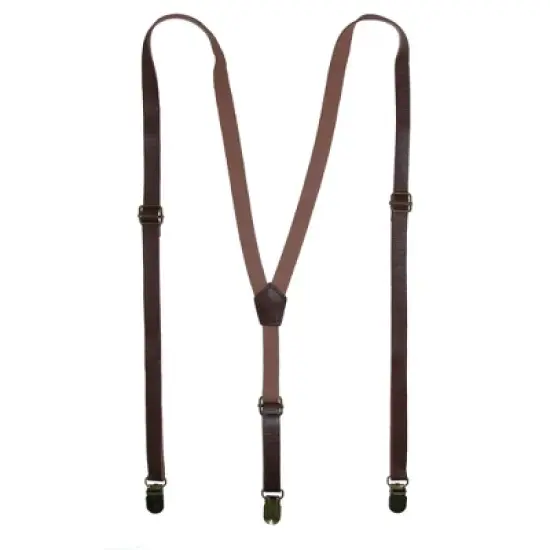 CTM Faux Leather Slim Clip-End Suspenders image {4}