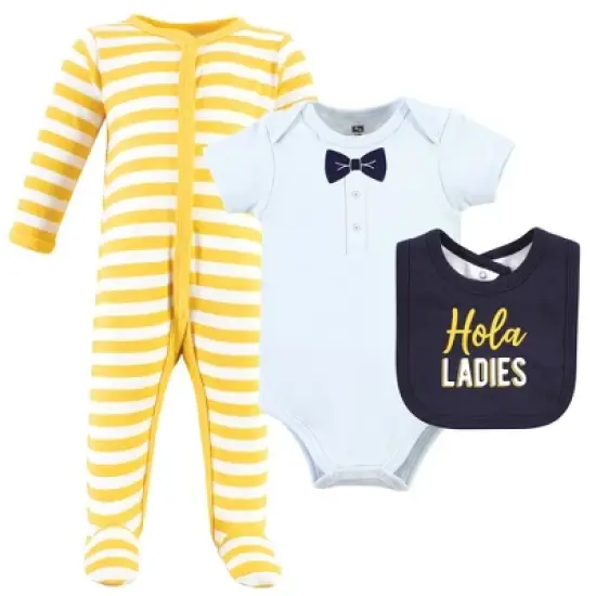 Hudson Baby Infant Boy Cotton Sleep and Play, Bodysuit and Bandana Bib Set, Hola Ladies image {4}