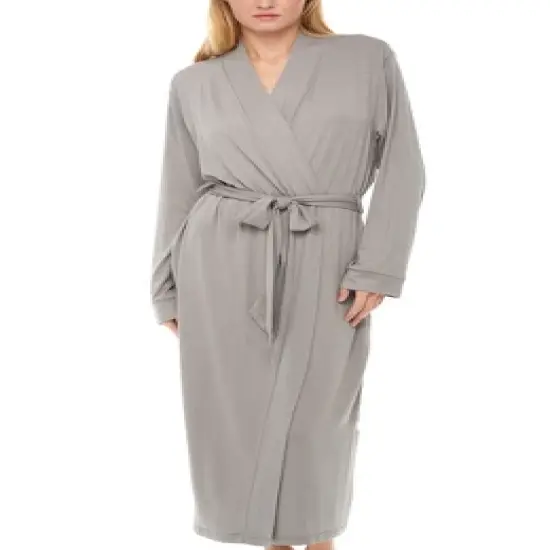 Women's Classic Soft Knit Long Lounge Robe with Pockets image {8}