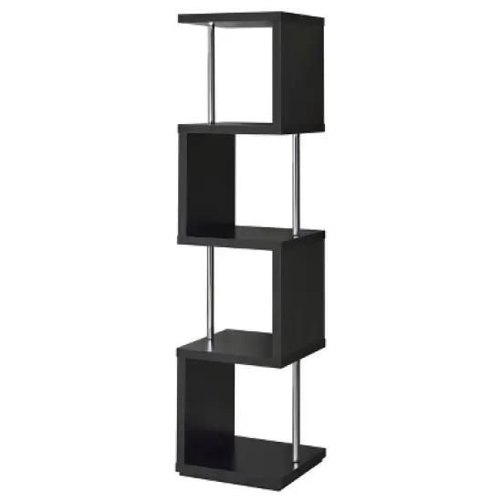 Baxter 4 Shelf Zig Zag Bookcase with Chrome Details - Coaster image {5}