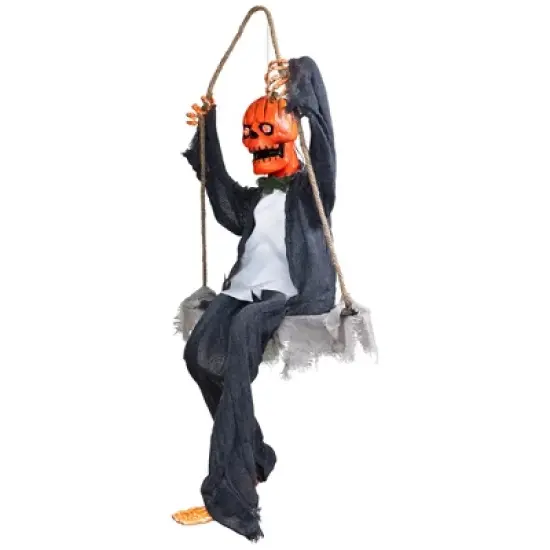 Northlight Animated Swinging Pumpkin Man Halloween Decoration - 30" image {3}