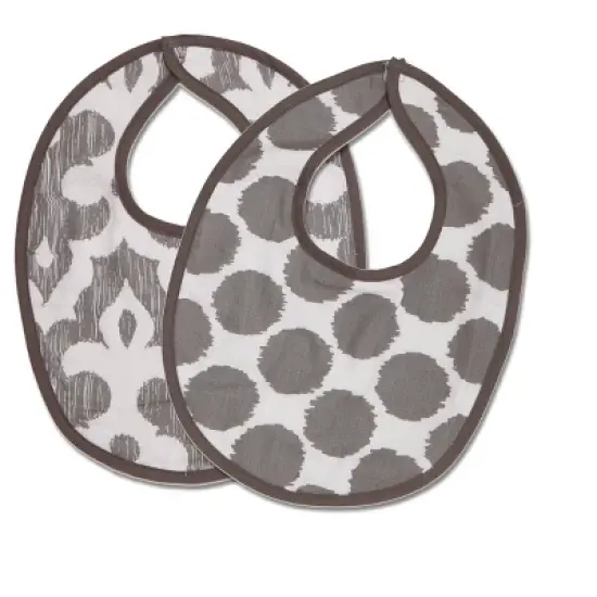 Bacati - Ikat Mint/Gray Dots/Stripes Muslin 4 pc set of Bibs & Burp Cloths Set image {3}