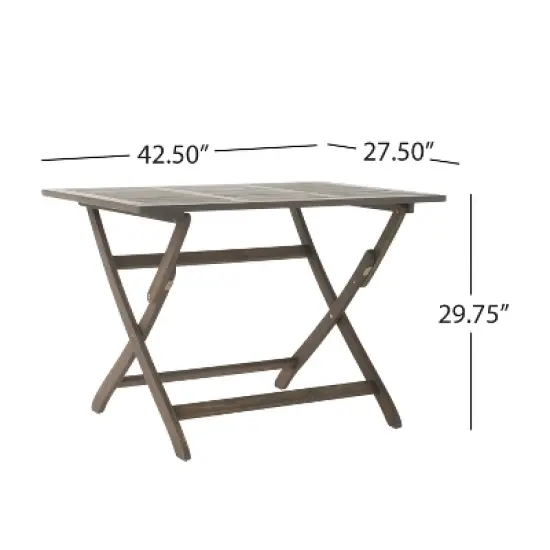 42.5"L Folding Table, Outdoor Patio Acacia Wood Folding Dining Table -ModernLuxe image {2}