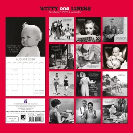 2026 Square Wall Calendar, Witty One Liners, 16-Month Funny Corner Theme with 180 Reminder Stickers (12x12 In) image {3}