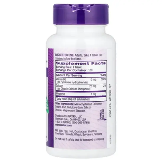 Natrol Melatonin, 1 mg, 180 Tablets image {1}