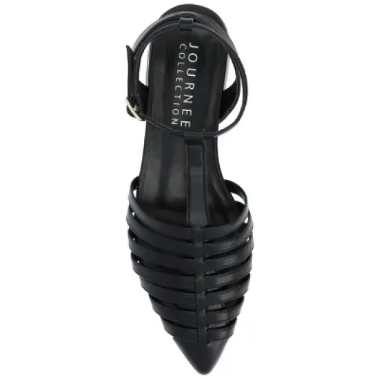 Journee Collection Womens Alivia Ankle Strap Block Heel Pointed Toe Flats image {3}