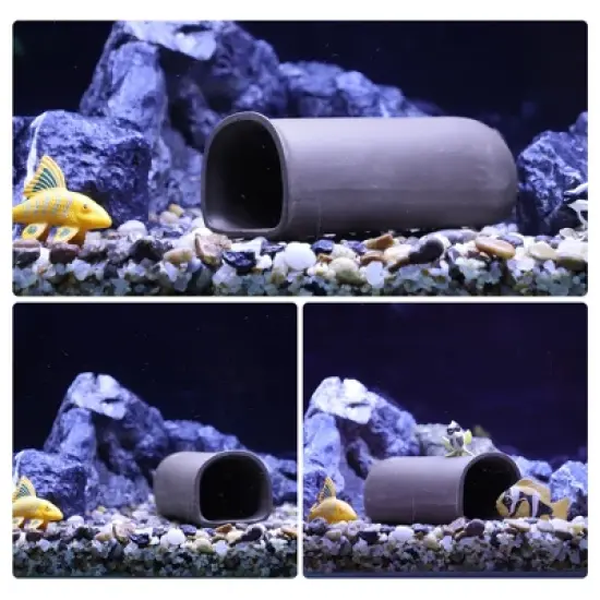 Unique Bargains Hiding Rock Small Fish Aquarium Decorations Ceramic Cave Brown 5.71"x2.17"x1.97" 1 Pc image {4}