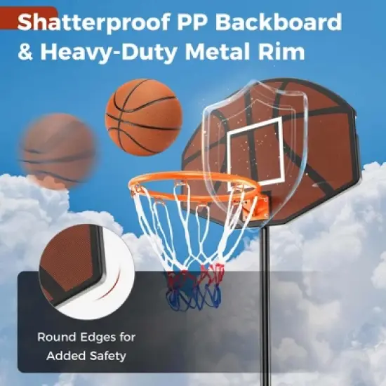 Costway Basketball Hoop 5.6-6.5 FT Height Adjustable for Kids with Shatterproof Backboard image {6}