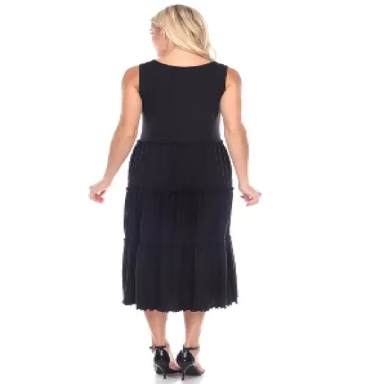 Maternity Scoop Neck Tiered Midi Dress - White Mark image {2}