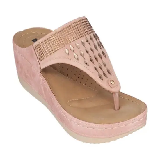 GC Shoes Kiara Embellished Comfort Slide Wedge Sandals image {9}