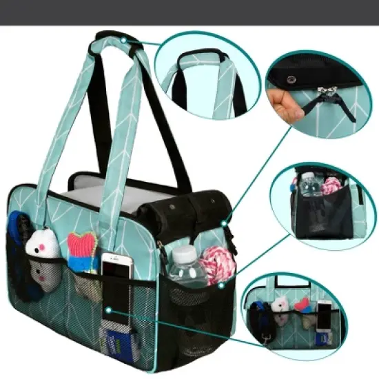 PetAmi Small Dog Purse Carrier, Soft Portable Pet Puppy Cat Travel Handbag Tote, Airline Approved Breathable Pockets Fleece Bed image {3}