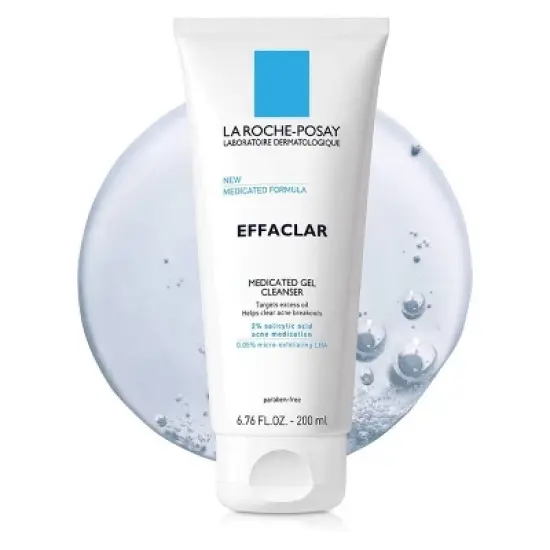 La Roche Posay Effaclar Acne Face Cleanser, Medicated Gel Face Cleanser with Salicylic Acid for Acne Prone Skin - Unscented - 6.76 fl oz image {1}