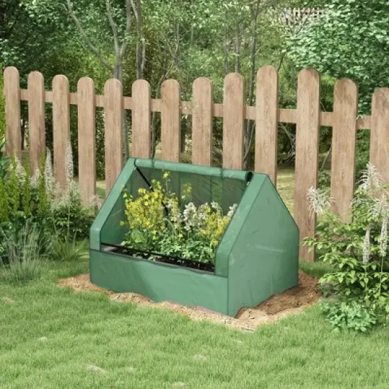 Outsunny Raised Garden Bed with Mini Greenhouse, Outdoor Planter Box image {1}