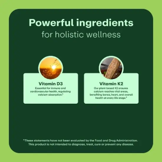 WellWithAll Vitamin D3 & K2 Capsules - 60ct image {3}