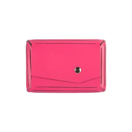 JAM Paper Italian Leather Business Card Holder Case w/Angular Flap Fuchsia Pink 233329912 image {5}
