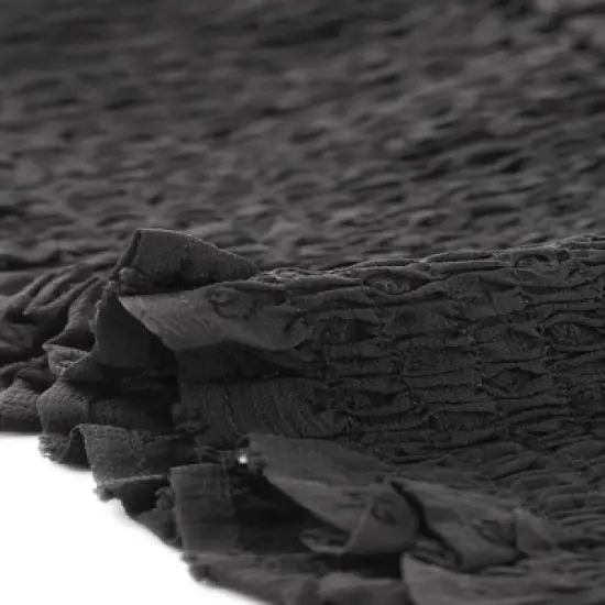 Allegra K Women's V Neck Short Puff Sleeve Swiss Dots Smocked Waist Summer Blouse image {5}