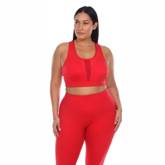 Plus Size Racer Back Sports Bra - White Mark image {6}