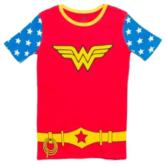 DC Comics Justice League Wonder Woman Girls Pajama Shirt and Shorts Sleep Set Toddler image {2}