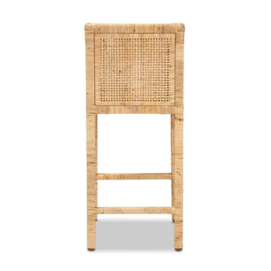 Sofia Wood and Rattan Counter Height Barstool Natural - bali & pari image {3}