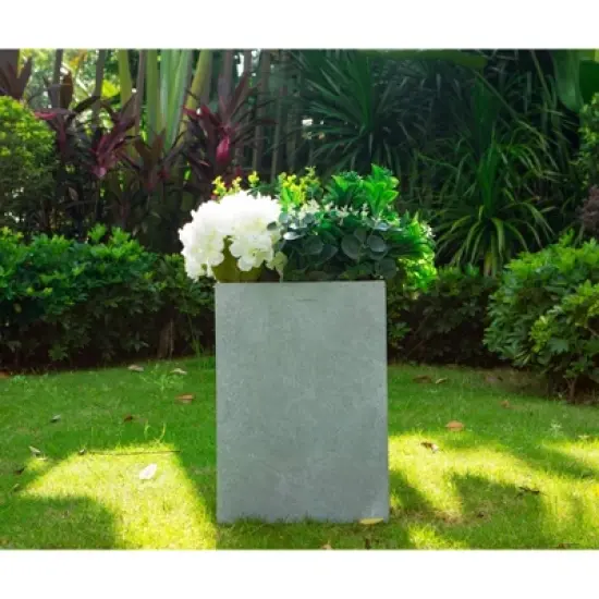 Rosemead Home & Garden, Inc. 8" Wide Kante Lightweight Tall Square Concrete Outdoor Planter Pot Slate Gray image {2}
