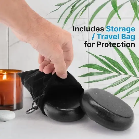 SereneLife 2 Pcs. Large Basalt Massage Stones with Travel Bag - Heated Stone Massage for Stress Relief, Muscle Tension, and Pain Relief image {5}