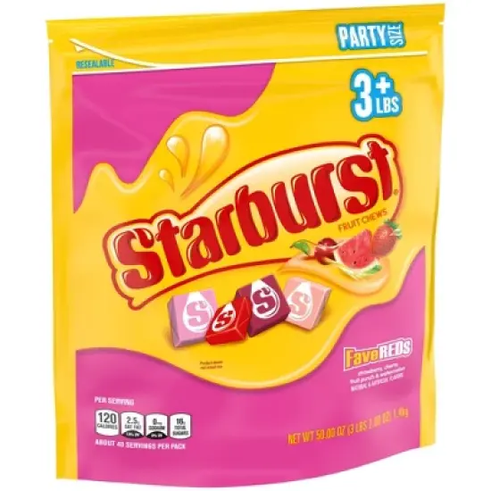 Starburst FaveRed Chewy Candy Individually Wrapped Fruit Candies - 50oz image {7}