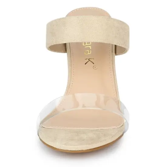 Allegra K Women's Dual Clear Strap Block Heels Slides Sandals image {2}