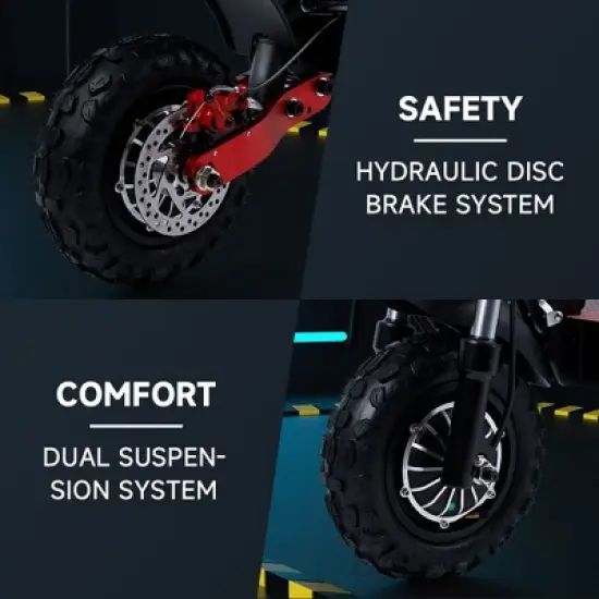 Topteng 12" Electric Scooter for Adults - Black: 2000W Motor, 40 MPH Max Speed, 50 Mile Range image {3}