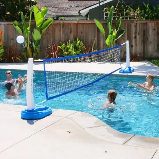 GoSports Splash Net PRO Pool Volleyball Net Game Set with 2 Water Volleyballs - Blue image {3}