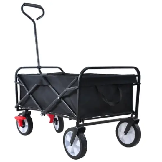 DSVIMOY Portable Folding Beach Wagons with Wheels, Portable Carts with Handle, Black, 40.55"*21.26"*46.46" image {3}