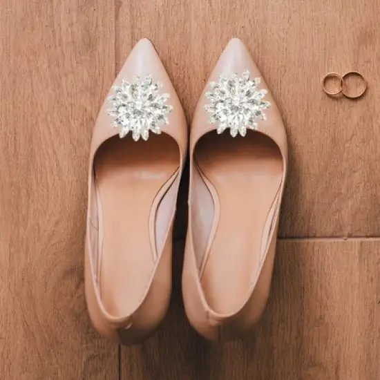 Unique Bargains Women's Rhinestone Shoe Buckle 1.77"x1.77" Silver Tone 2 Pcs image {4}