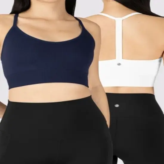 Yogalicious 2 Pack Ribbed Seamless V-Neck Bra image {8}