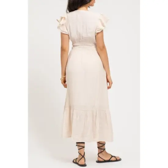 August Sky Women's Flutter Sleeves Midi Dress image {1}