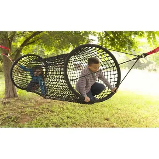 HearthSong 6-Foot Kids' Weather-Resistant Hanging Woven Rope Tunnel Bridge image {1}