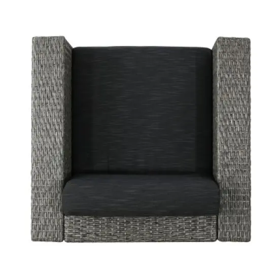 FIONECA Swivel Patio Chair with Cushions, Outdoor Single Rattan Chair with 360&iexcl;&atilde; Rotation, Mix Black Wicker / Dark Grey Cushion image {10}