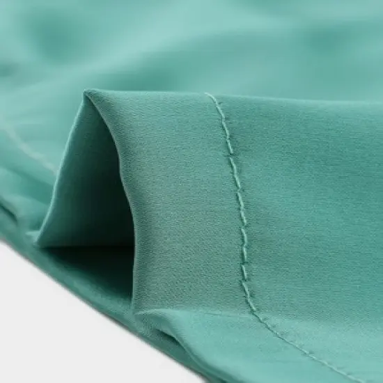 cheibear Men's Satin Sleepwear Short Sleeve Button Down T-Shirt with Pants Couple Pajama Set image {5}